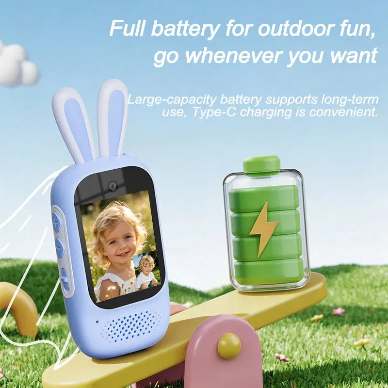 2Pcs Kids Video Walkie Talkie Rechargeable Indoor Outdoor Toys 2 Screen One-Click Call Essential Camping& Hiking Adventures gift