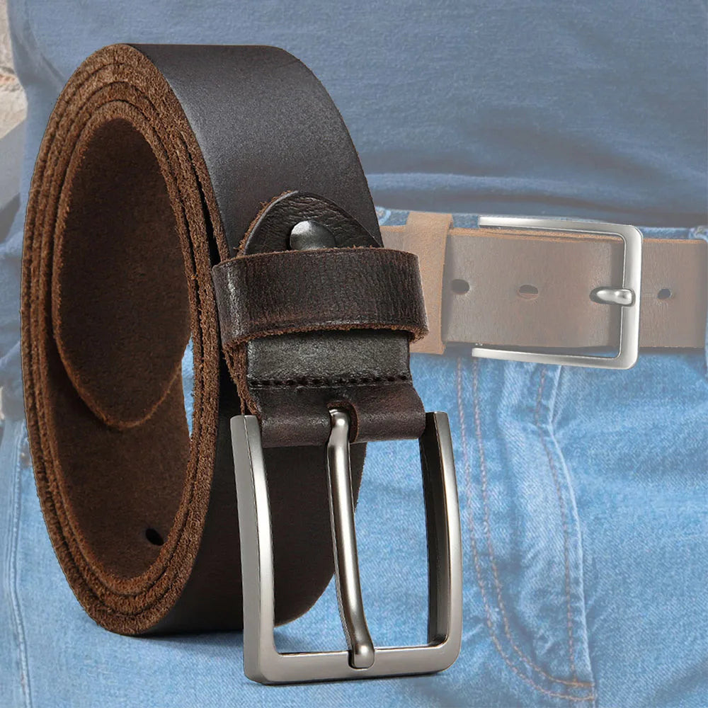 High-quality Metal Needle Pin Buckle High-quality Top Layer Cowhide Men's Casual Belt Genuine Leather for Men's High Quality Buckle Jeans Cowskin Casual Belts Business Cowboy Waistband Male Fashion Designer
