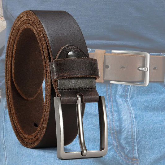High-quality Metal Needle Pin Buckle High-quality Top Layer Cowhide Men's Casual Belt Genuine Leather for Men's High Quality Buckle Jeans Cowskin Casual Belts Business Cowboy Waistband Male Fashion Designer