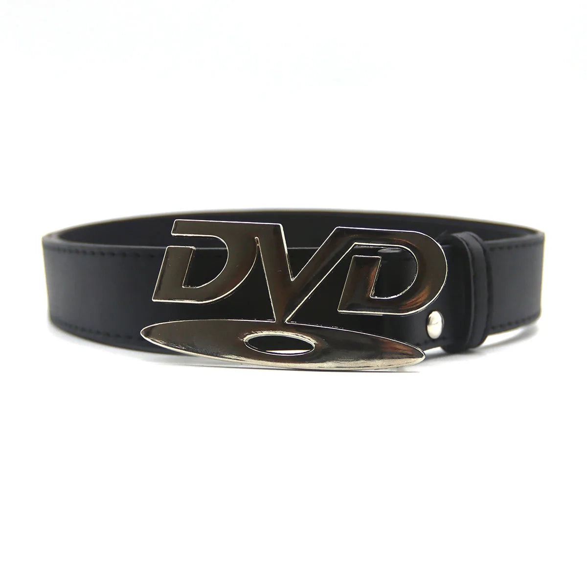 Unisex Nostalgic DVD Buckle Belt - White Black Jeans Decoration Waistband for Men & Women Perfect for Daily Wear & Party Outfits