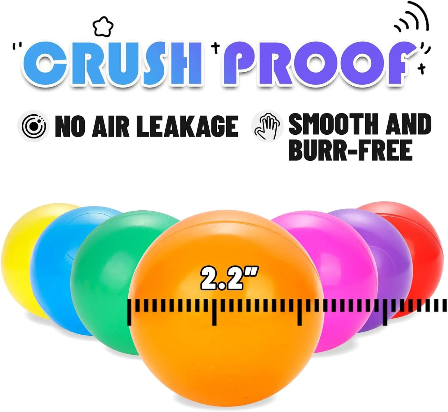 Ball Pit Balls 2000 Count for Kids, 2.2" BPA Free Non-Toxic Crush Proof Plastic Balls, 7 Bright Colors for Ball Pits, Playpen