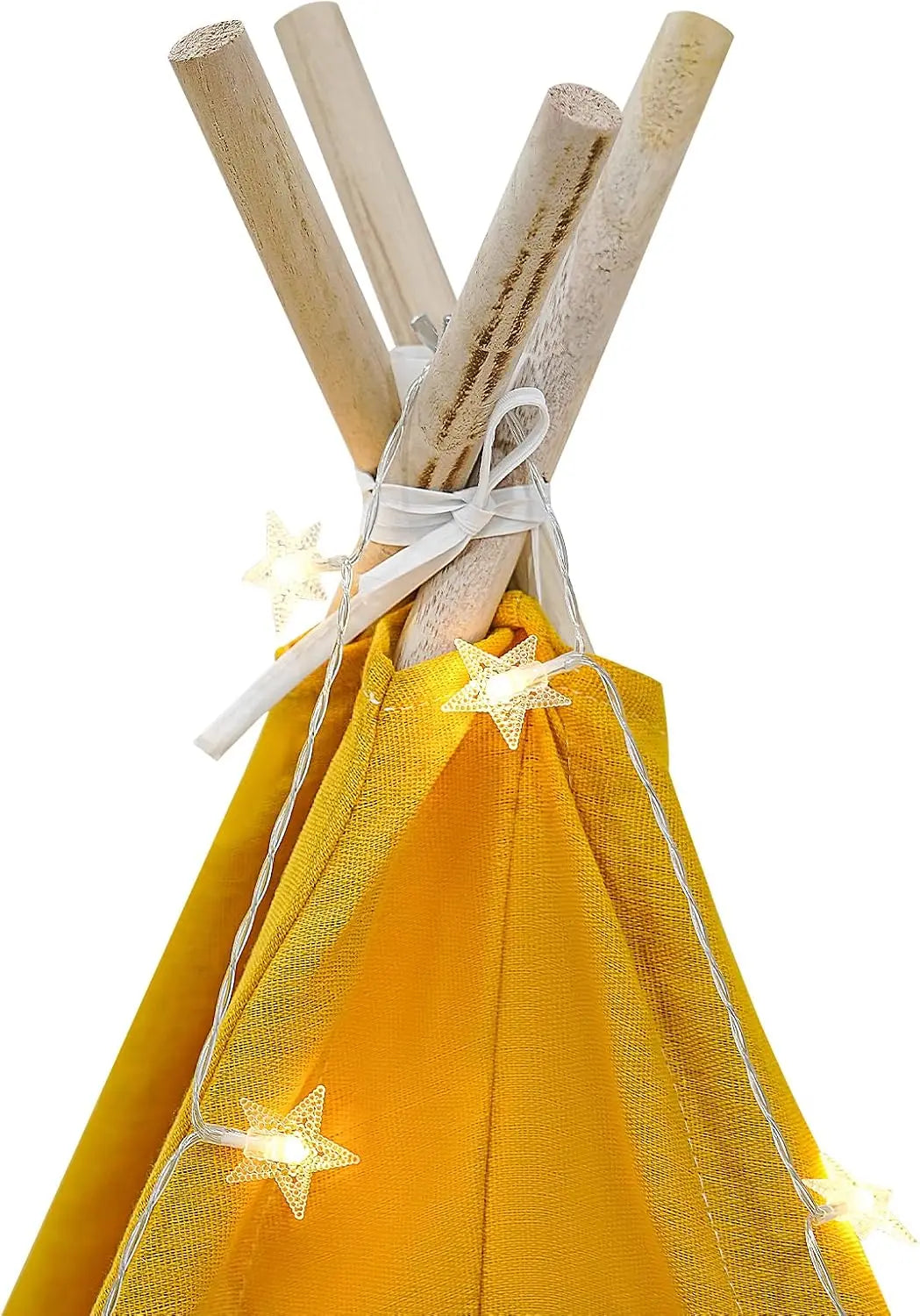 NEW Teepee Tent for Children, Children's Tent with Floor Mat and Fairy Lights, Foldable Cotton Play Tent, Playhouse for Indoor and Outdoor Use, 120 x 120 x 140 cm (Yellow)