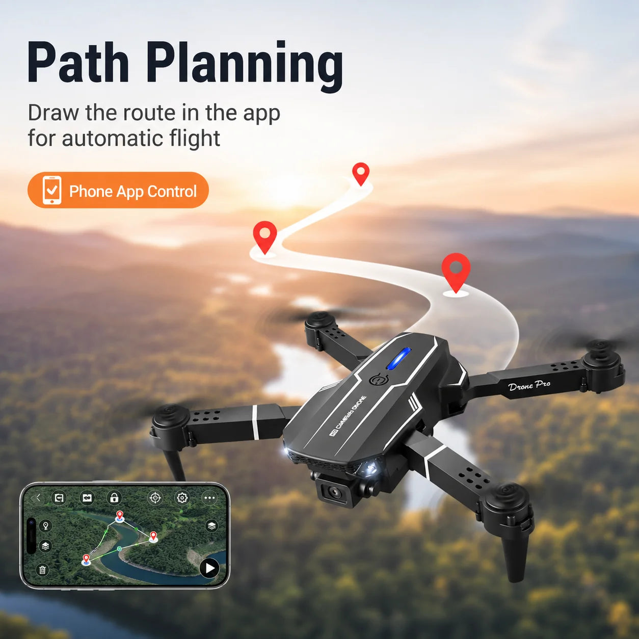 ZNLYRION S101 Foldable RC Drone 4K HD Dual Camera WIFI FPV APP Waypoint Flight Altitude Hold 6-Axis Gyro Quadcopter for Beginners