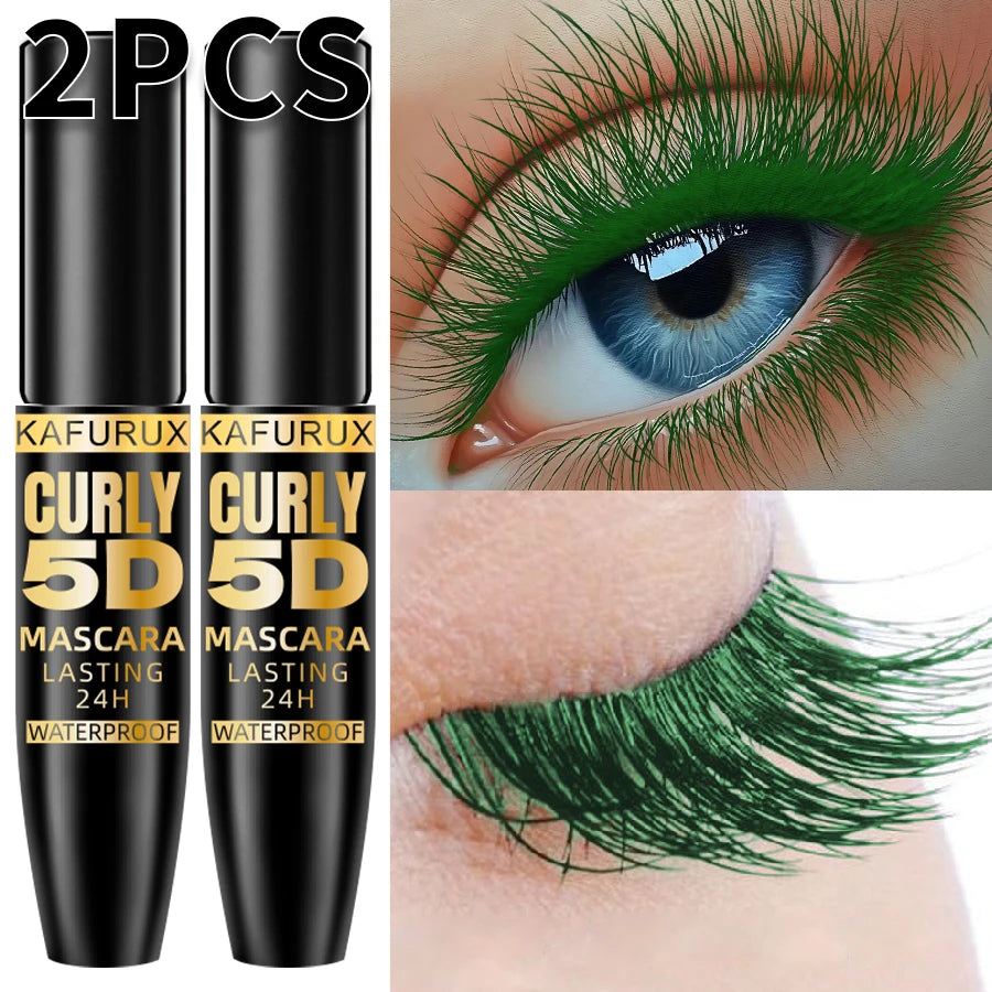 2pcs Colorful Slender Mascara Waterproof Fast Drying Curling Eyelashes Multi Color Lashes Makeup Long Lasting Blue Green Black White Cosmetic for Women Gifts