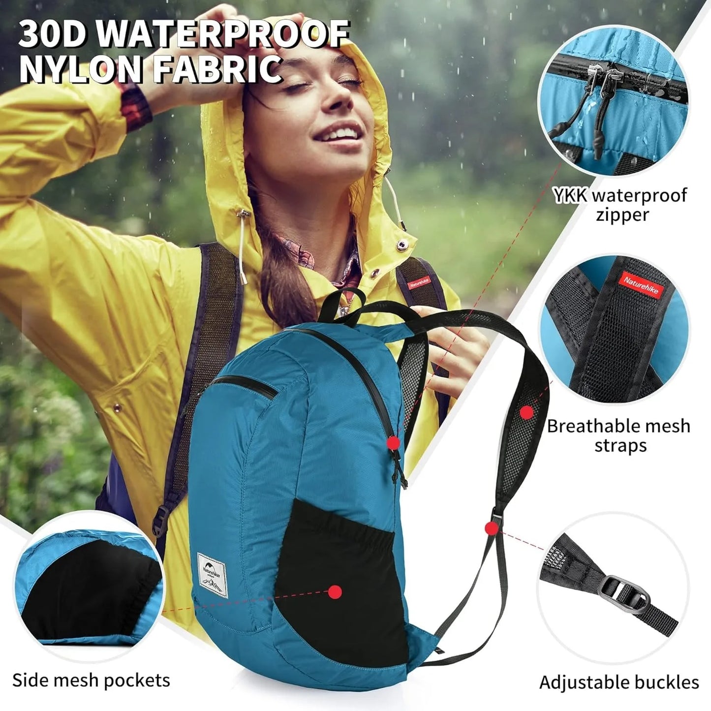 Naturehike Outdoor Backpack Lightweight 18L for Travel Trekking Running Mountaineering Backpack Durable Hiking Daypack