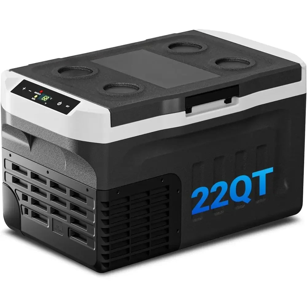 12 Rerigerator, 22QT(21L) Compror Electric Cooler, Car ridge -4℉~68℉, Portable Rerigerator 12V/24V DC 110-240V AC, Compact reeze