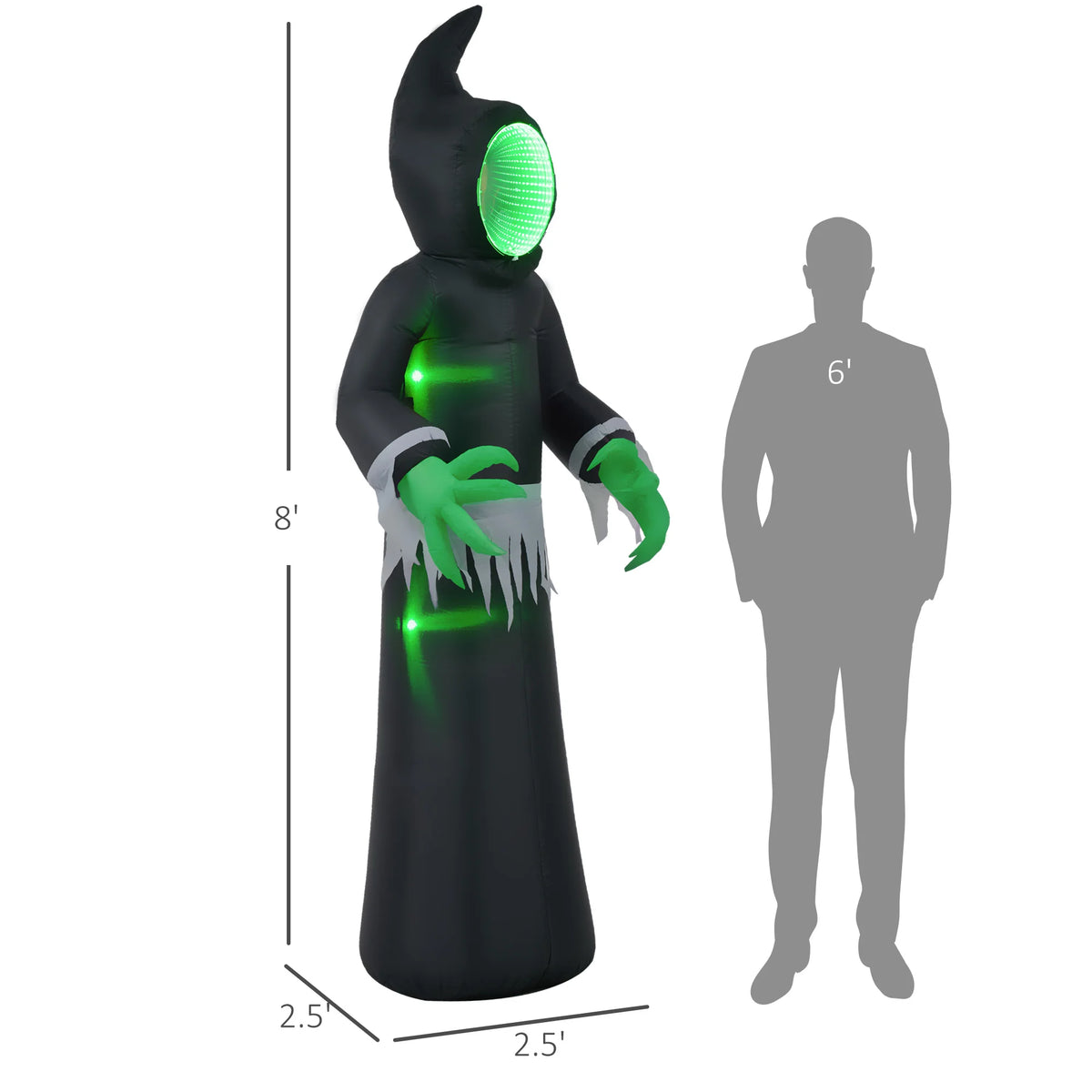 8-Foot Inflatable Halloween Mirror Ghost Model, Outdoor Led Display