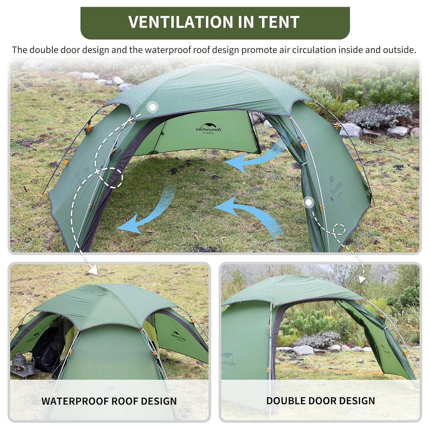 Naturehike Cloud Peak 2 Person Tent Ultralight Waterproof Camping Tent 4 Season Nylon Backpacking Traveling Tent
