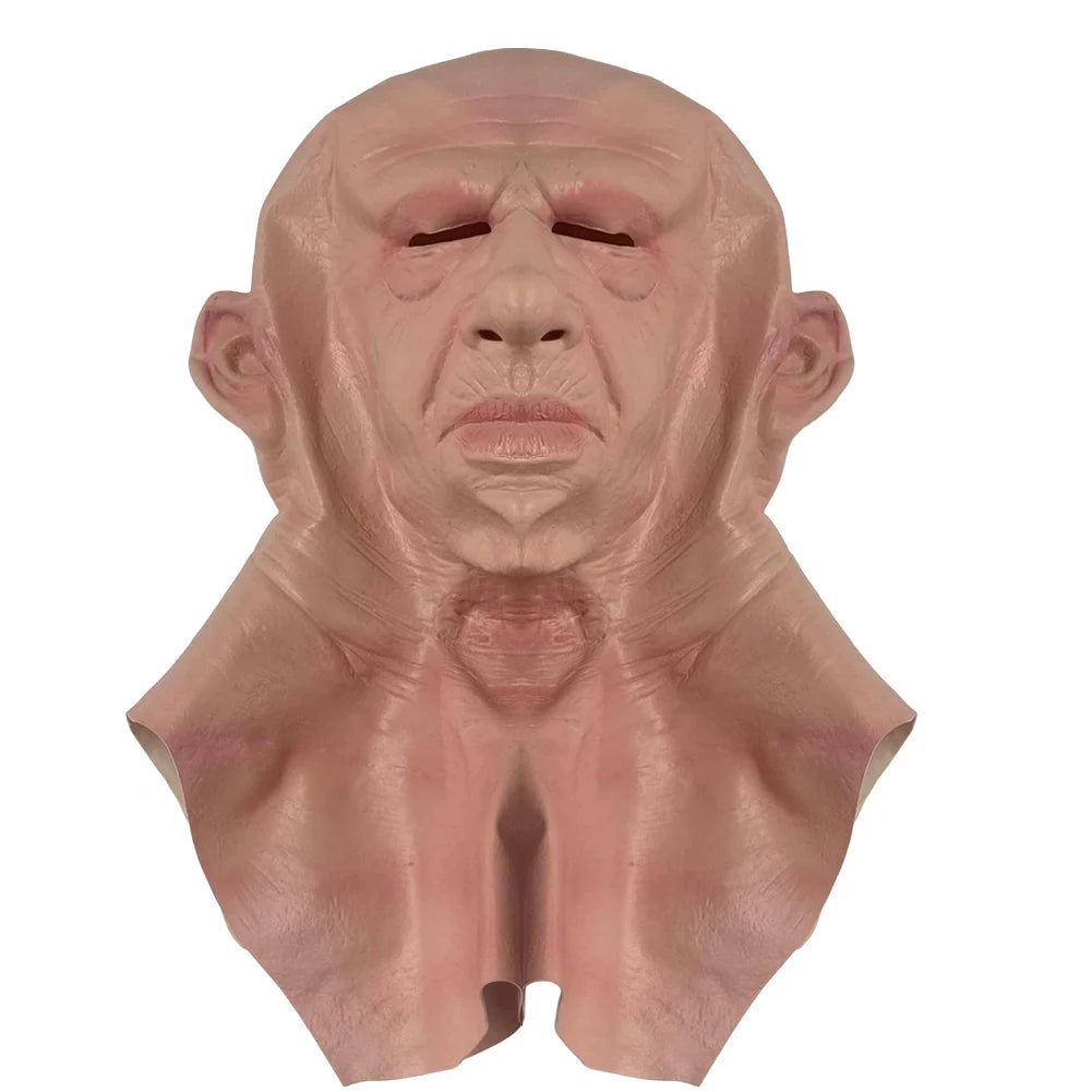 Halloween Human Wrinkle Mask Latex Old Man Horror Wrinkle Face Masks Simulation Thriller Atmosphere for Party Masquerade