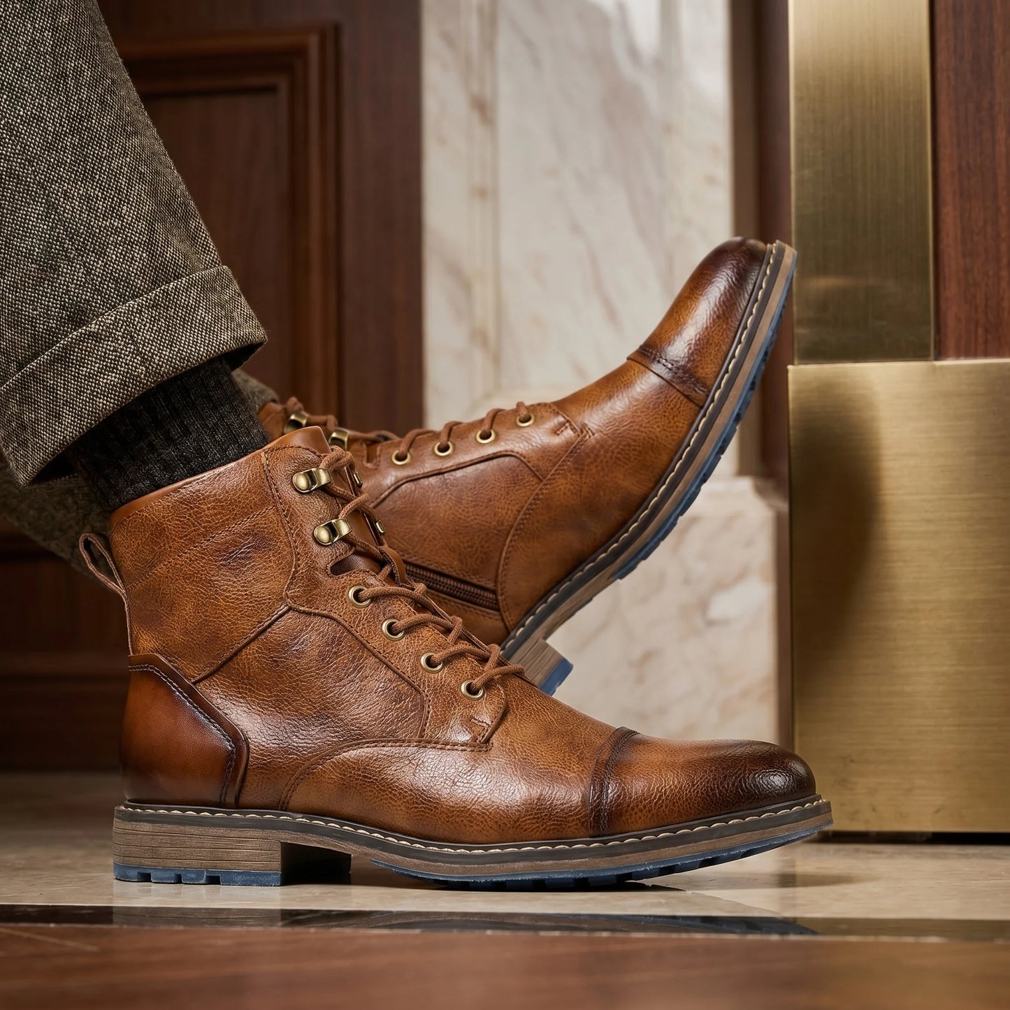 Spring Leather Boots with Zipper Classical Men Boots 2026 Fashion Comfortable Ankle Boots