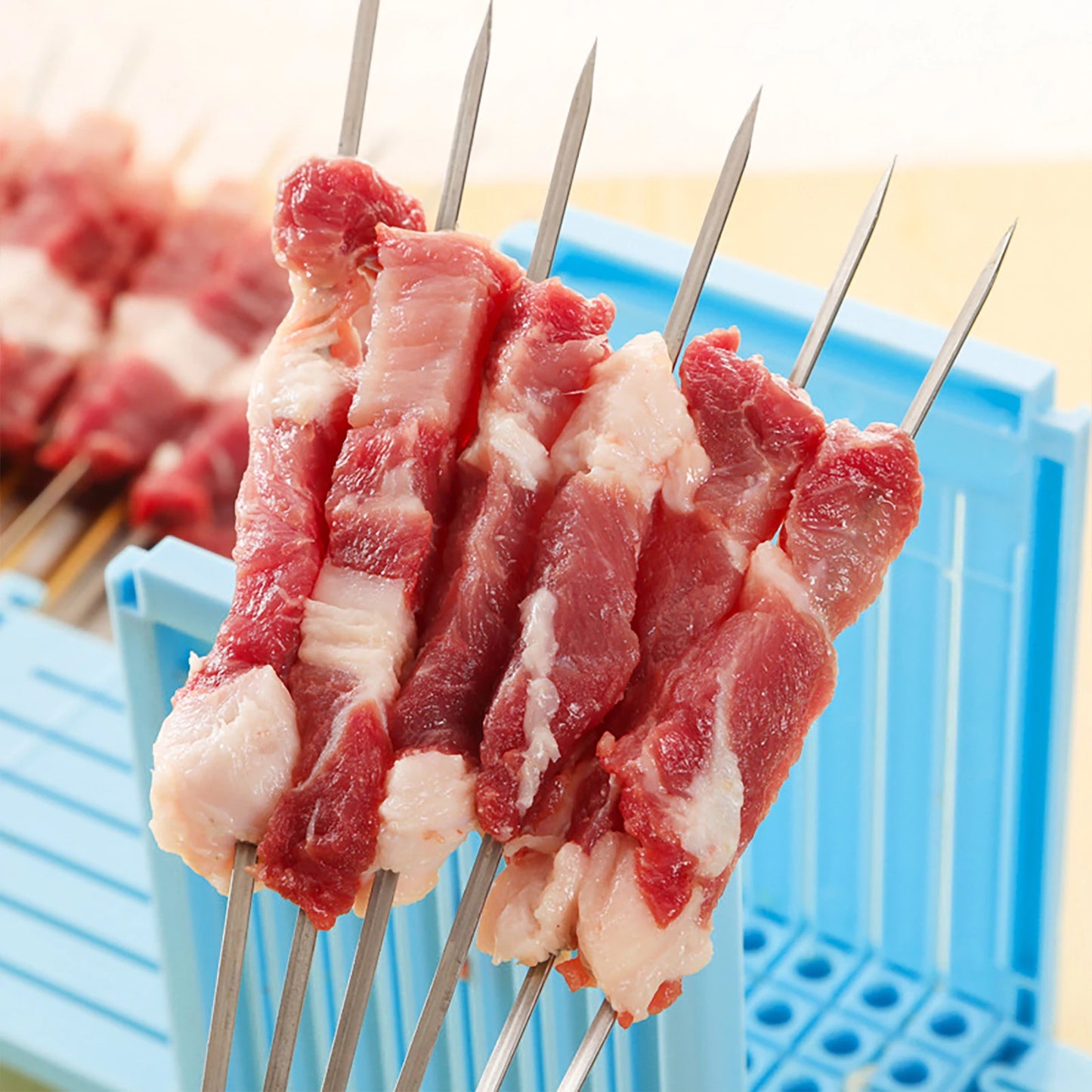 49 Holes Barbecue Stringer Box Detachable BBQ Skewer Maker Tool Multifunction Meat Skewer Maker Box for Camping Barbecue