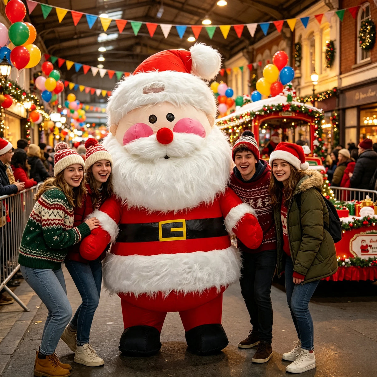 2.6m Santa Claus Snowman Inflatable Costume Mascot Parade Adult Character Cosplay Christmas Party Event Plush Set