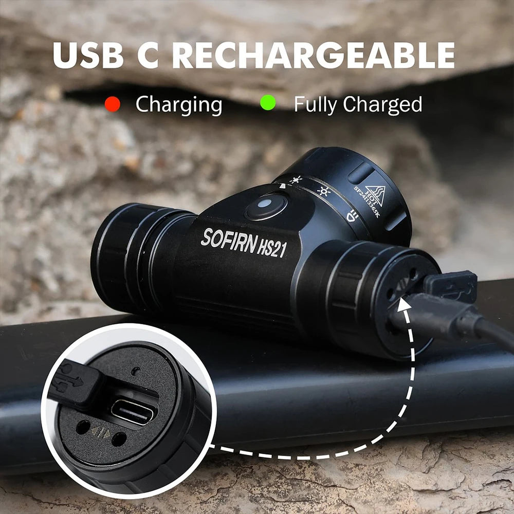 Headlamp 18650 USB C Rechargeable Flashlight SFT40 Powerful Headlight With Infrared Switch