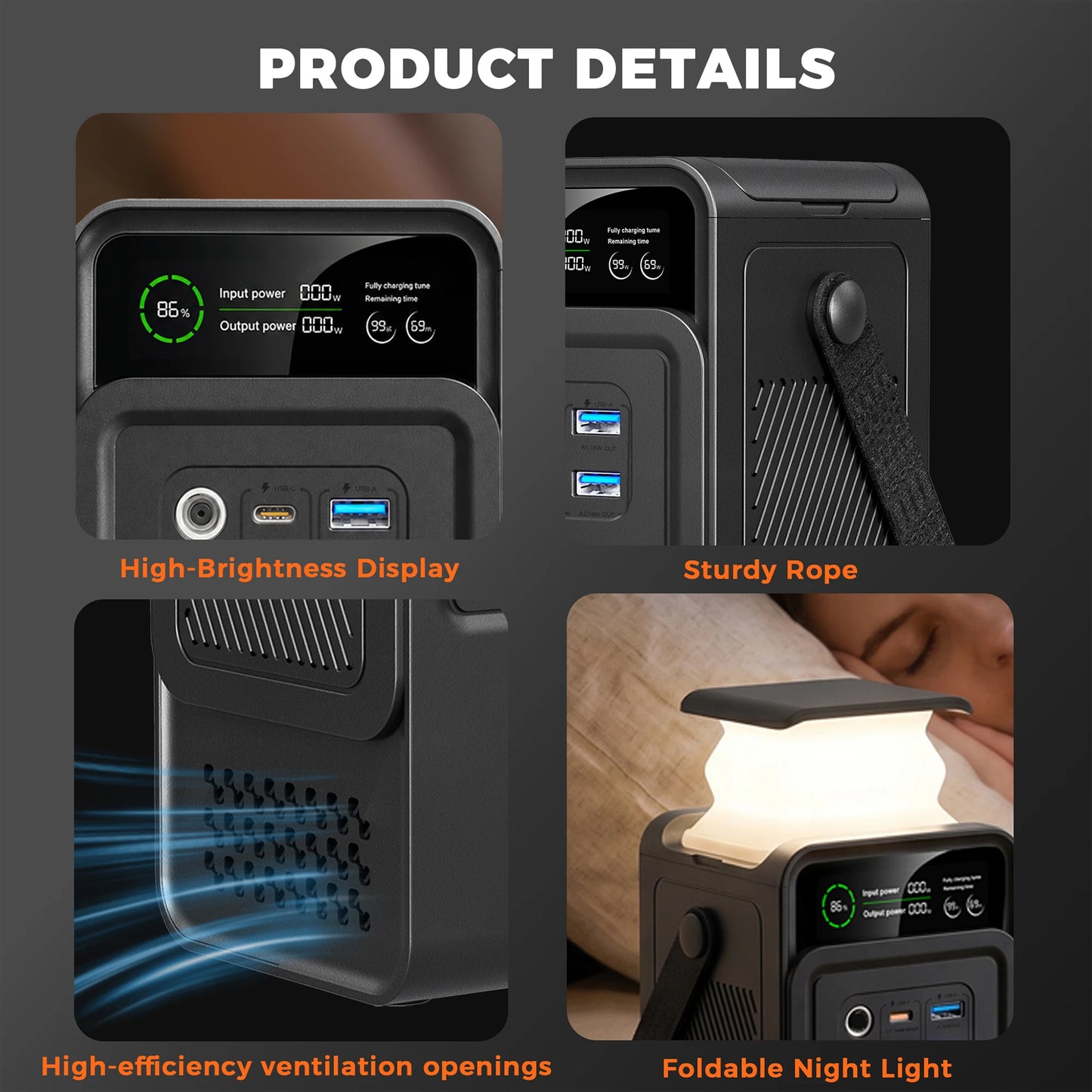 CTOLITY 2400W 200W Power Station Outdoor Camping Portable 2048Wh Solar Generator LiFePO4 Battery 110V 192Wh Power Bank Home Backup Power Supply Emergency Battery