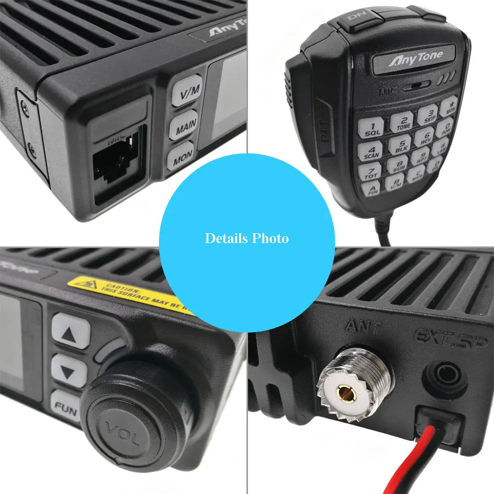 New AnyTone AT-779UV 20W Mini Car Walkie Talkie 500 Channels VOX VHF UHF Dual Band Amateur Radio