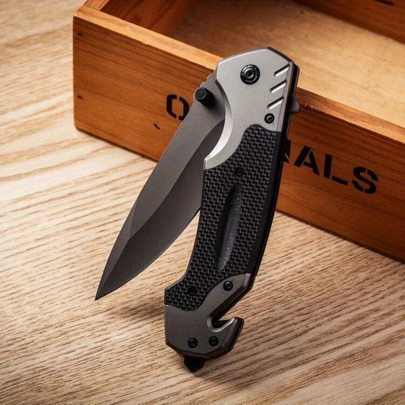 Portable Folding Knife - High-Hardness Stainless Steel Tanto Point Blade, Lightweight Ergonomic EDC Tool for Camping, Hiking