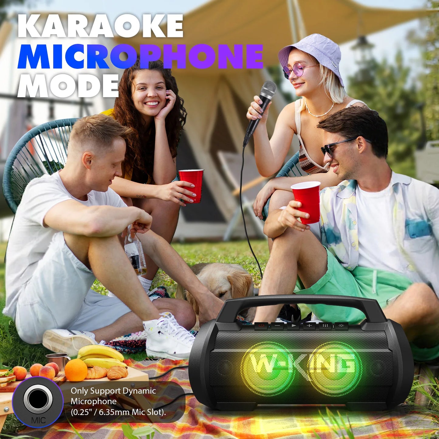 W-KING D10MIC 70W RMS Bluetooth Portable Speaker Wireless Loud IPX6 Waterproof Bluetooth Music Box with Subwoofer/Bass Boost