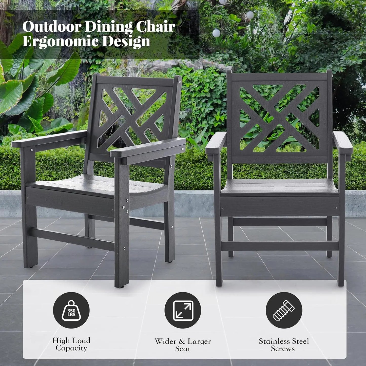 HDPE 7-Piece Outdoor Dining Set with 62.5" Table Umbrella Hole 6 Chairs Weatherproof Gray Customized