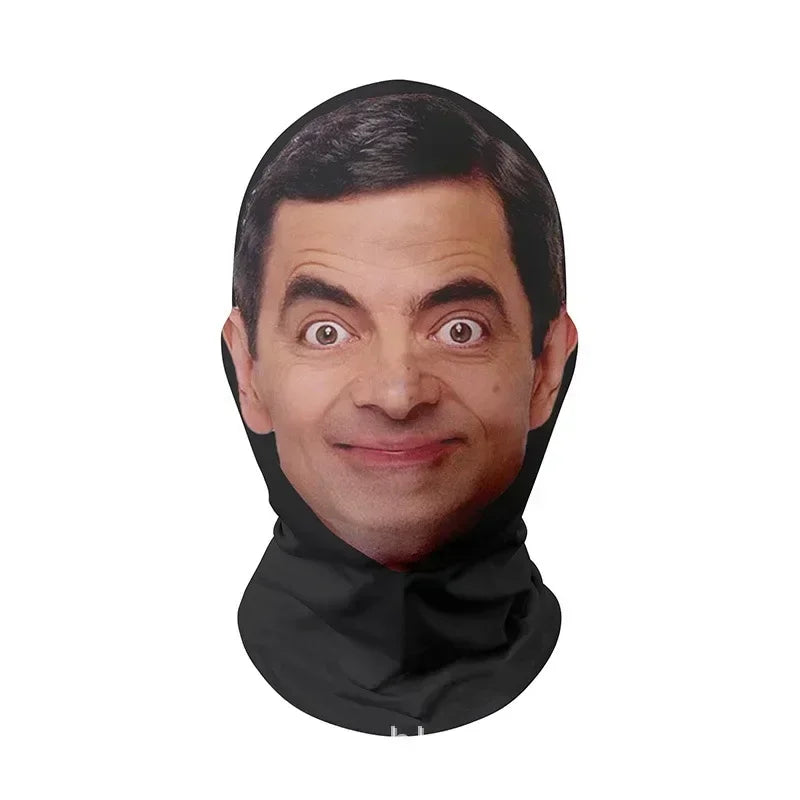 3D Seamless Perspective Funny Celebrity Face Mask Unisex Sunscreen Headcovers Halloween Cosplay Headwear