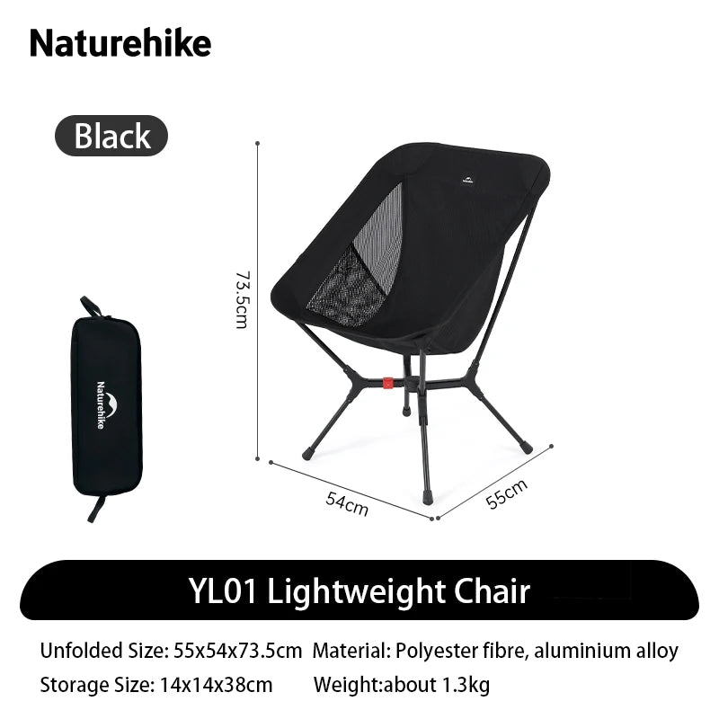 Ultralight Folding Camping Chair Aluminum Alloy Fishing Chair 200kg Load Portable Compact Backpacking Hiking Chair
