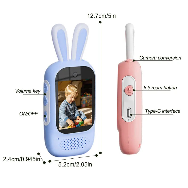 2Pcs Kids Video Walkie Talkie Rechargeable Indoor Outdoor Toys 2 Screen One-Click Call Essential Camping& Hiking Adventures gift