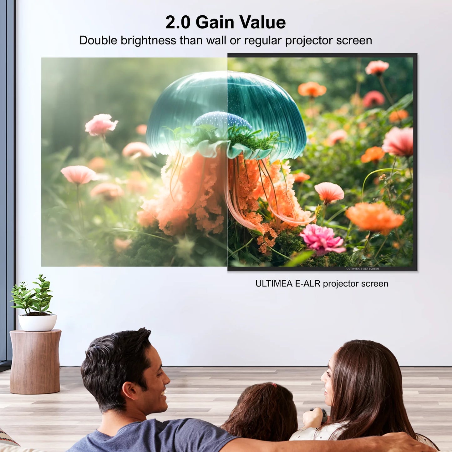 ULTIMEA E-ALR Projector Screen 100/120 Inch - 80% ALR, Gain Value 2.0 for Outdoor and Home Theater, 4K HD Foldable Silver Screen