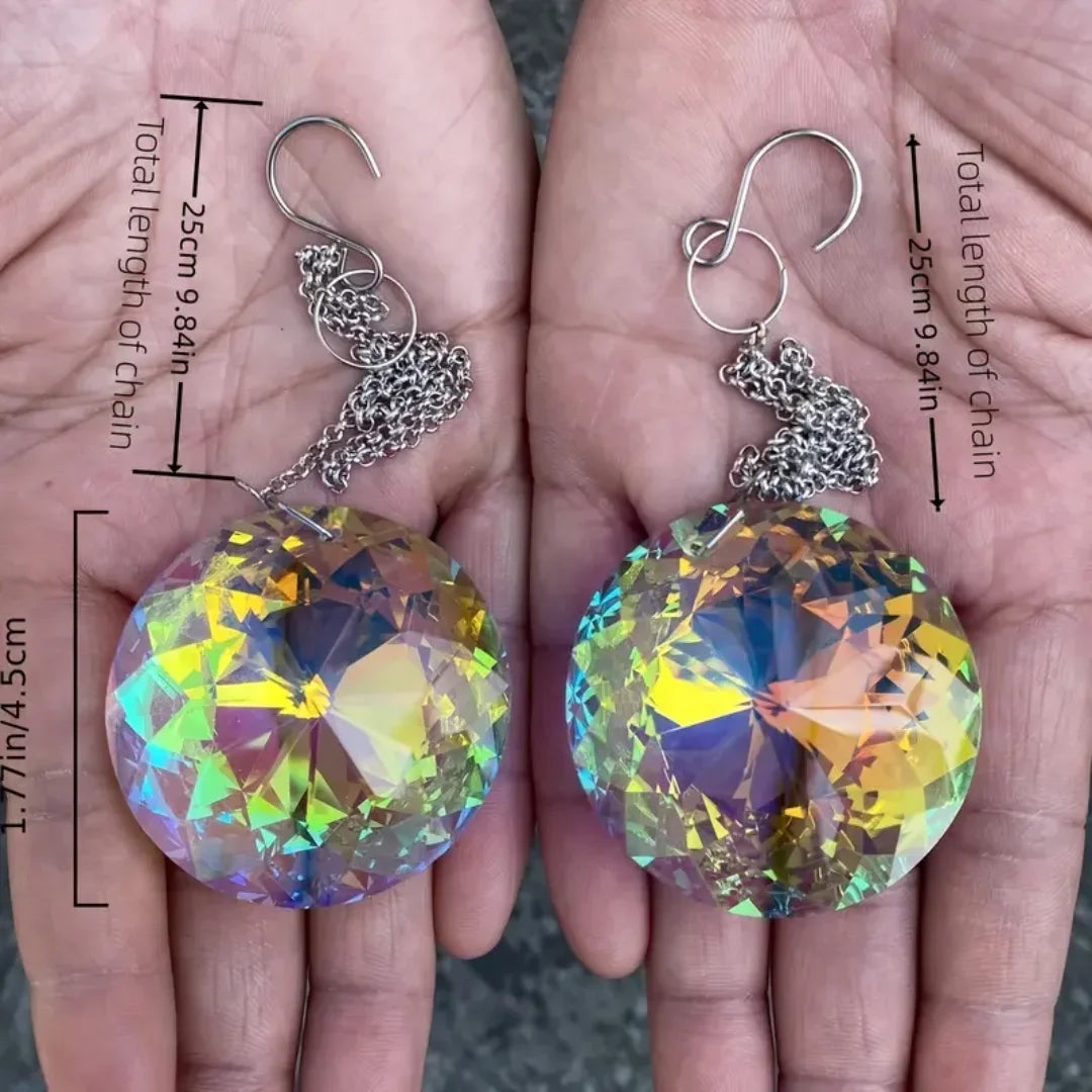 2pcs, Round Crystal Sun Catchers, Glass Prism Hanging Sun Catchers, Rainbow Maker For Window, Balcony, Kitchen, Garden Decoration