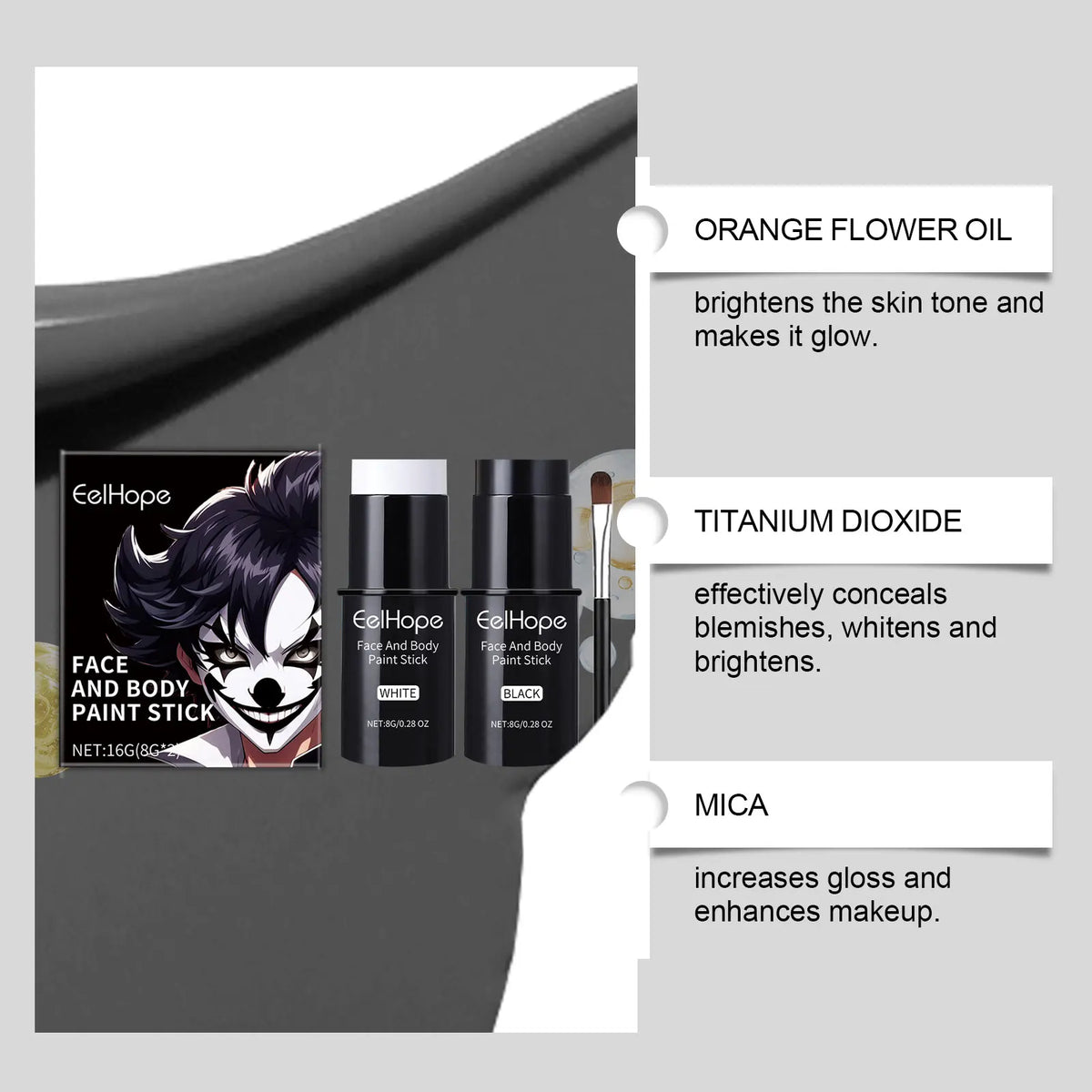 Halloween Face Paint Sticks Kit Vibrant Costume Makeup Set for Kids Adults Washable Cream-Based Face Paint Body Art Party Cosplay Gift Non-Toxic Safe