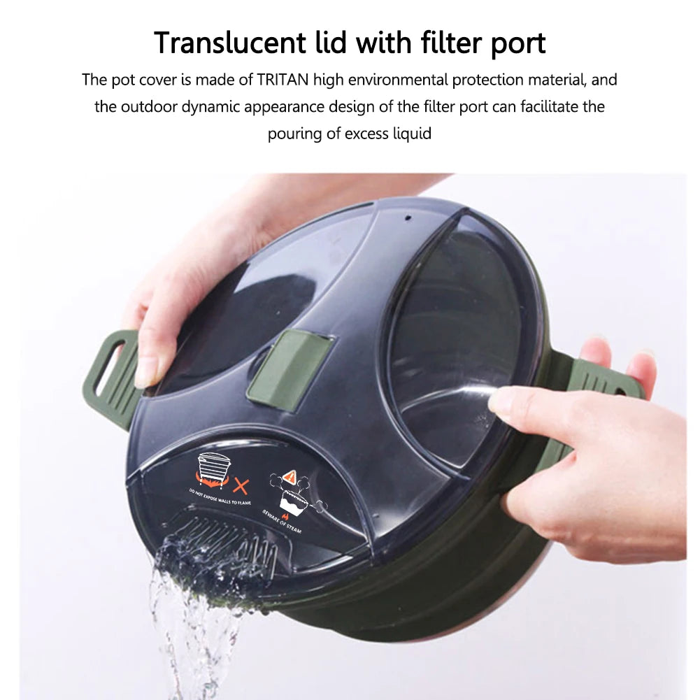 Foldable Portable Camping Cook Pot Saving Space Camping Cookware Pot with Handle for Outdoor Fishing for Picnic Travel Tableware