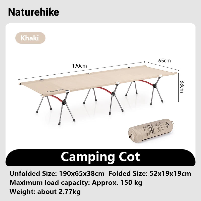Folding Camping Cot Portable Height Adjustable Ultralight Backpacking Cot Tent Travel Outdoor Camp Single Bed