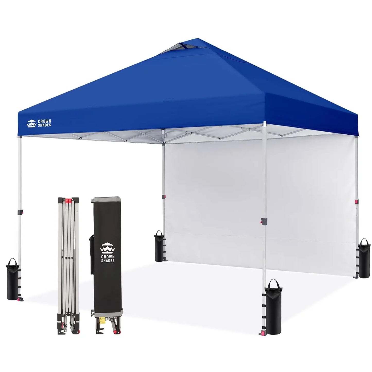 10x10 Pop Up Canopy with 1 Side Wall - Beach Tent with One Push Setup - Outdoor Sun Shade for Events, Parties,, Customized