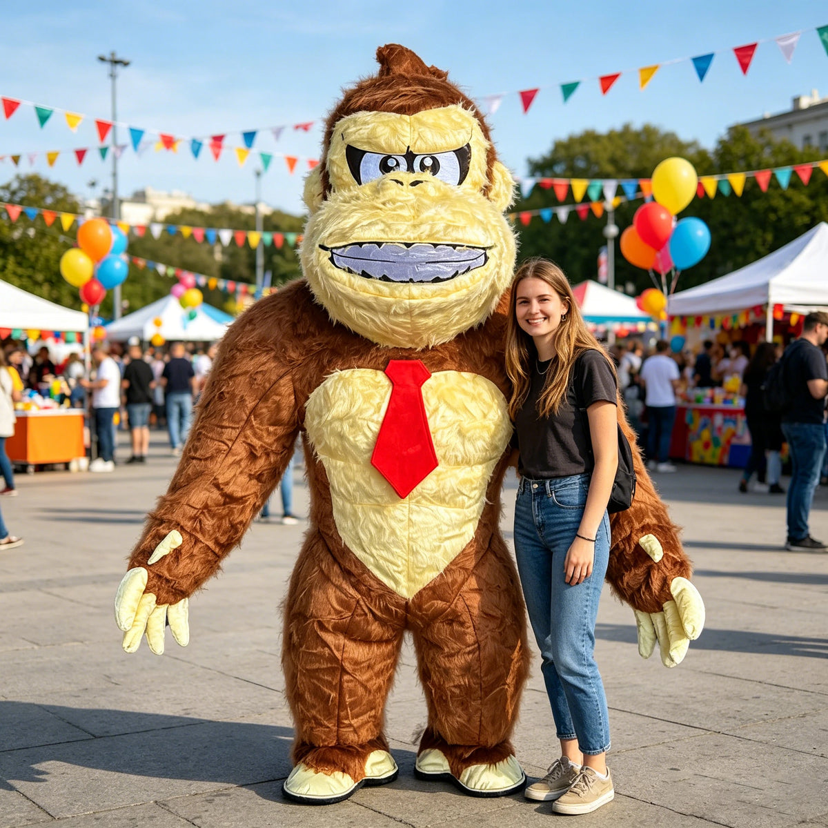 2M Standing Monkey Inflatable Costume with Battery Mascot Adult Role Playing Animal Birthday Halloween Party Event Set