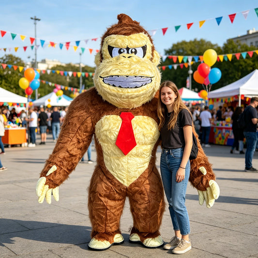 2M Standing Monkey Inflatable Costume with Battery Mascot Adult Role Playing Animal Birthday Halloween Party Event Set