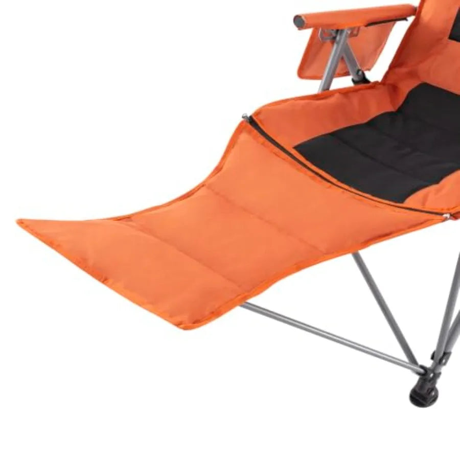 Portable Folding Camping Chair with Detachable Pillow Footrest Outdoor lightweight 5 positions adjustable beach chair foldable