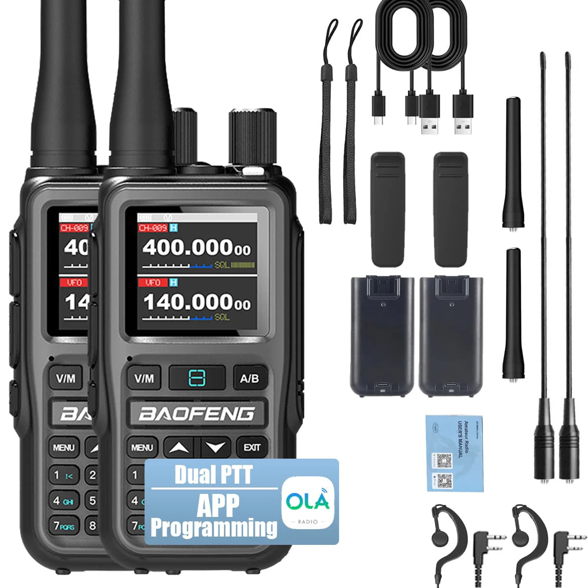 Baofeng UV-5R Mini Dual Band Radio - 5W 2-Way Radio w/999CH | Bluetooth & NOAA Weather | USB-C Charging | Emergency Kit for Camp