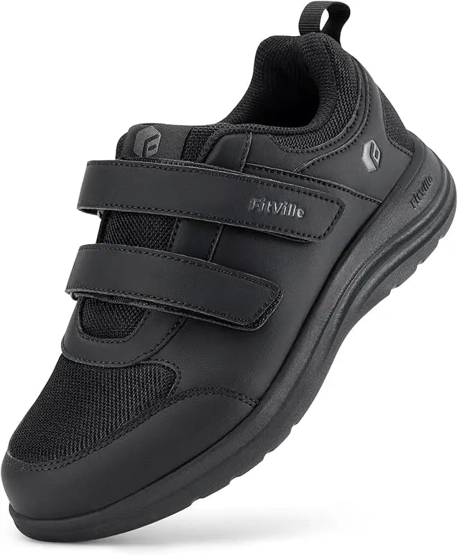 FitVille Wide Width Diabetic Shoes For Women Swollen Feet Lightweight Adjustable Strap Comfortable Elderly People Walking Shoe