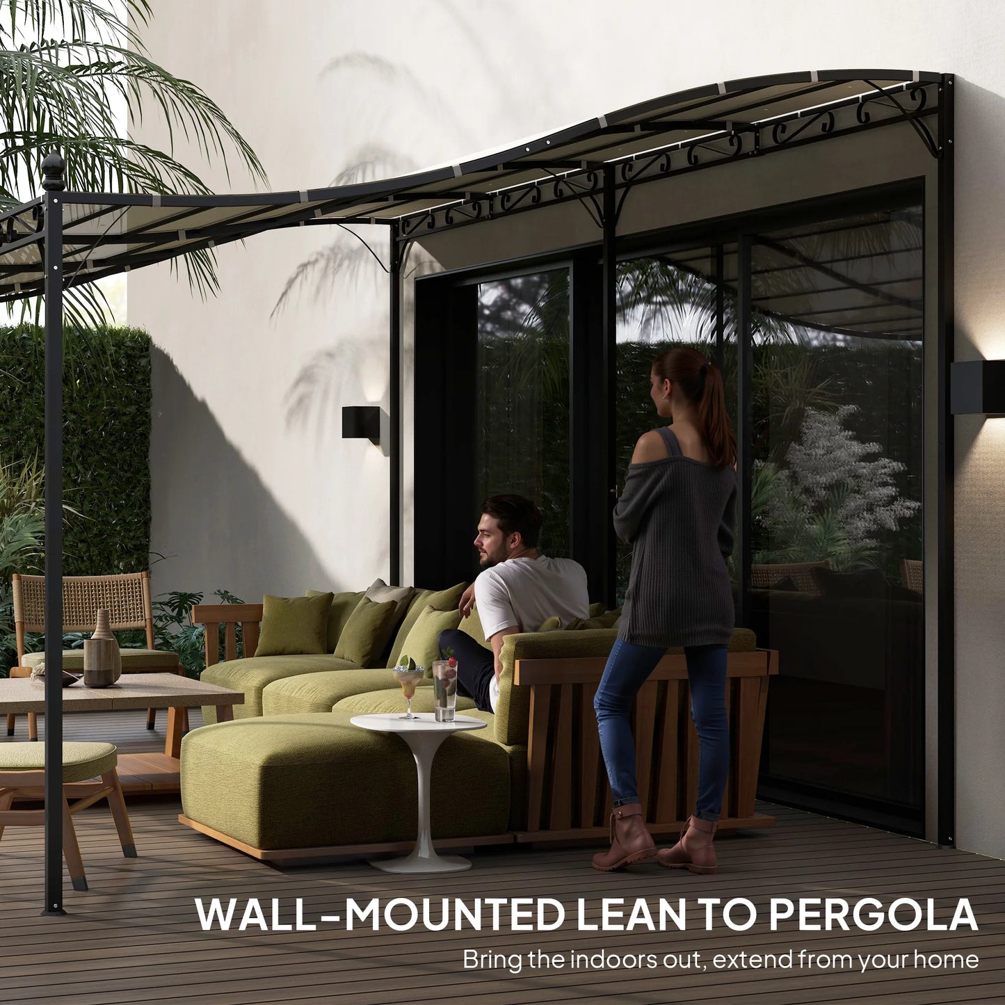 10' X 16' Outdoor Pergola Canopy, Metal Patio Canopy, Cream White