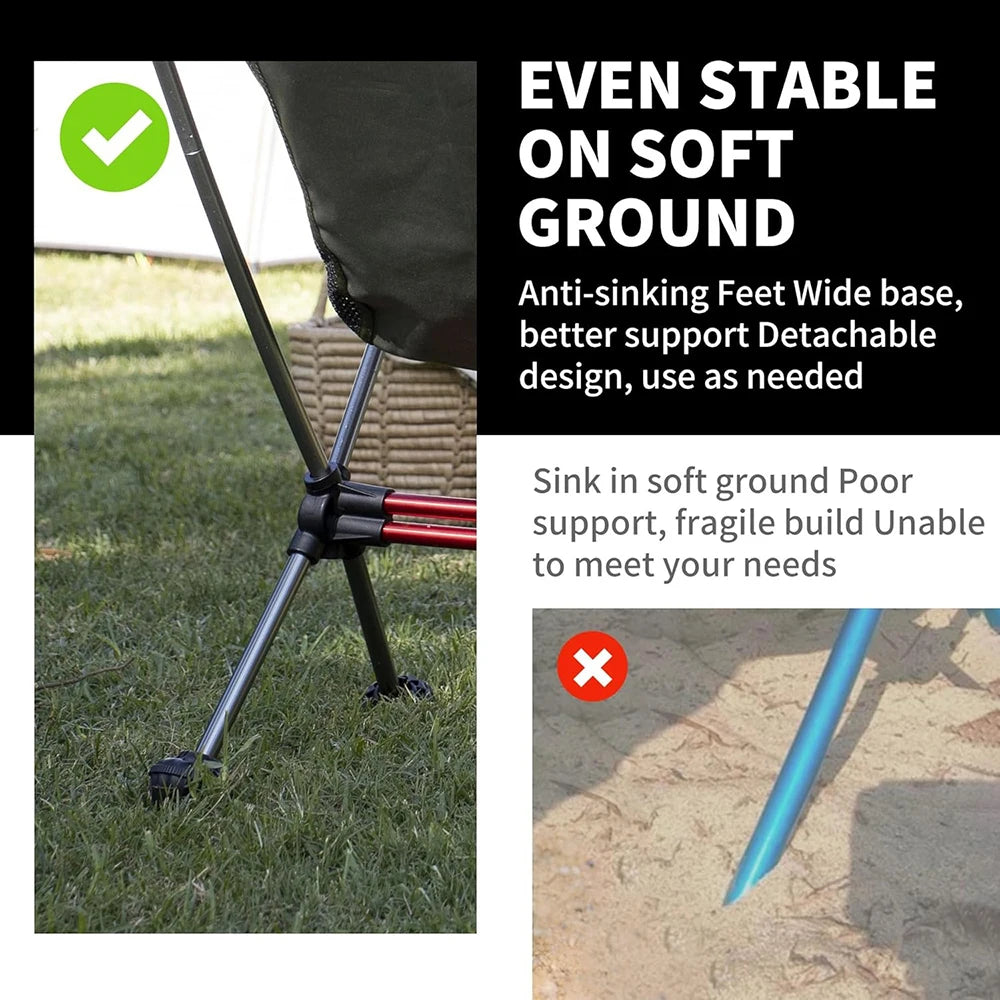 Naturehike Portable Folding Camping Chair Ultralight Backpacking Chair with Anti-Sinking Feet Folding Hiking Fishing Chair