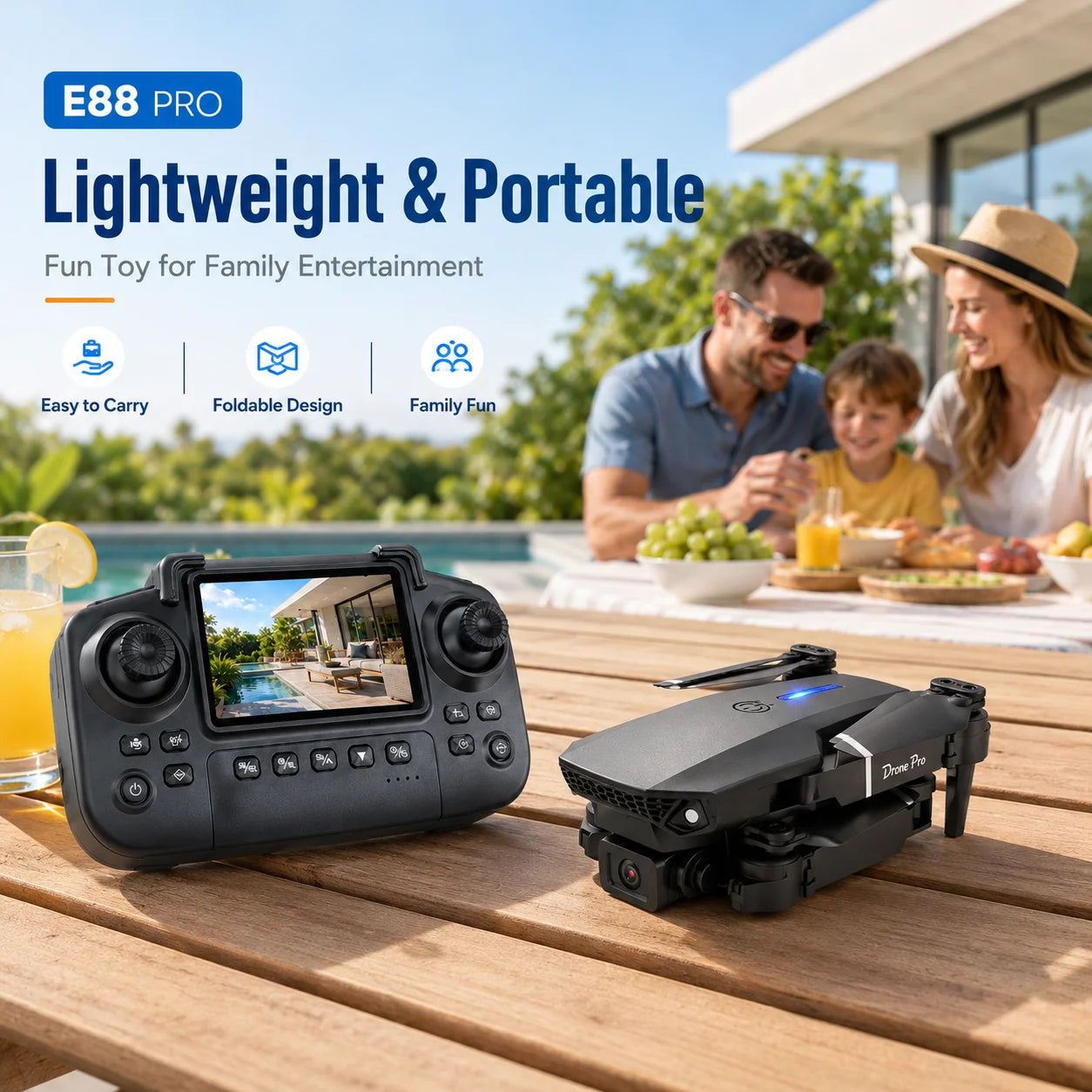 ZNLYRION Foldable FPV Drone with Screen Remote 480P Dual Camera Altitude Hold Headless Model LED Night Light