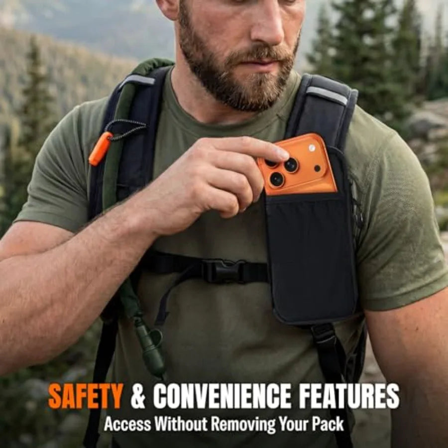 25L Hydration Backpack Hiking Hiking Backpack with Water Bladder Detachable Phone Pouch and Helmet Holder Lightweight Water Backpack