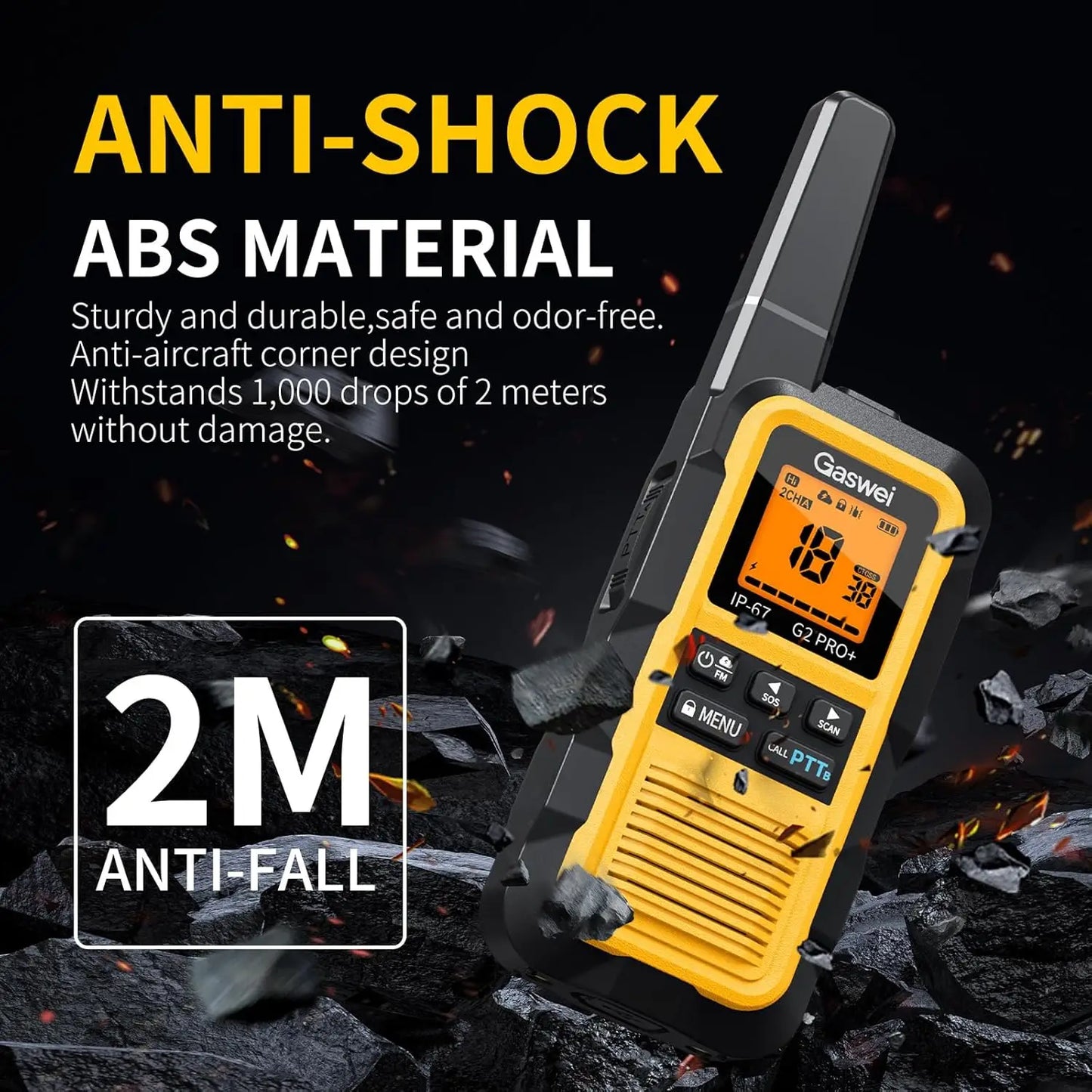 Waterproof Floating Walkie Talkies Long Range FRS Radios FM NOAA Weather Rechargeable Two Way Communication 2 Pack