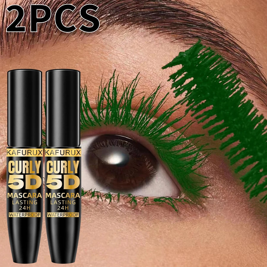 2pcs Colorful Slender Mascara Waterproof Fast Drying Curling Eyelashes Multi Color Lashes Makeup Long Lasting Blue Green Black White Cosmetic for Women Gifts
