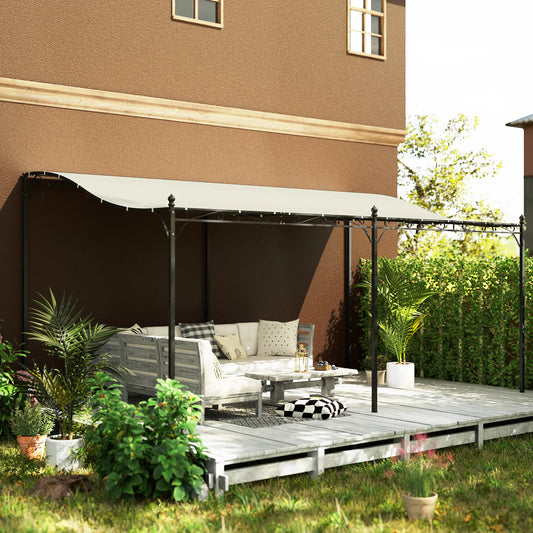 10' X 16' Outdoor Pergola Canopy, Metal Patio Canopy, Cream White