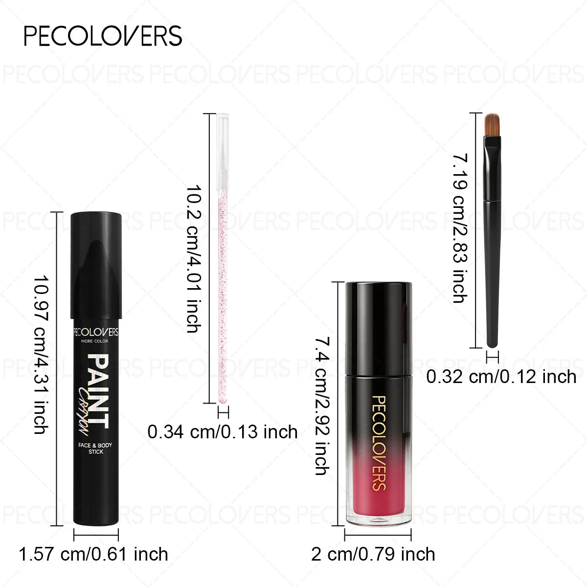 7PCS/SET Halloween Face And Lip Paint Set, 2 Paint Pens, 3 Liquid Lip Colors, 1 Detail Brush, 1 Beauty Tool, Quick-Dry Smudge-Proof Formula, Long-Wear Non-Sticky Finish, Great for Spooky Holiday Looks