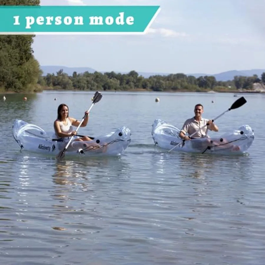 Clear Kayak 2 Person Transparent Inflatable Tandem For Adults Suitable For Lake Use Made Of Premium PVC In Crystal Clear With E