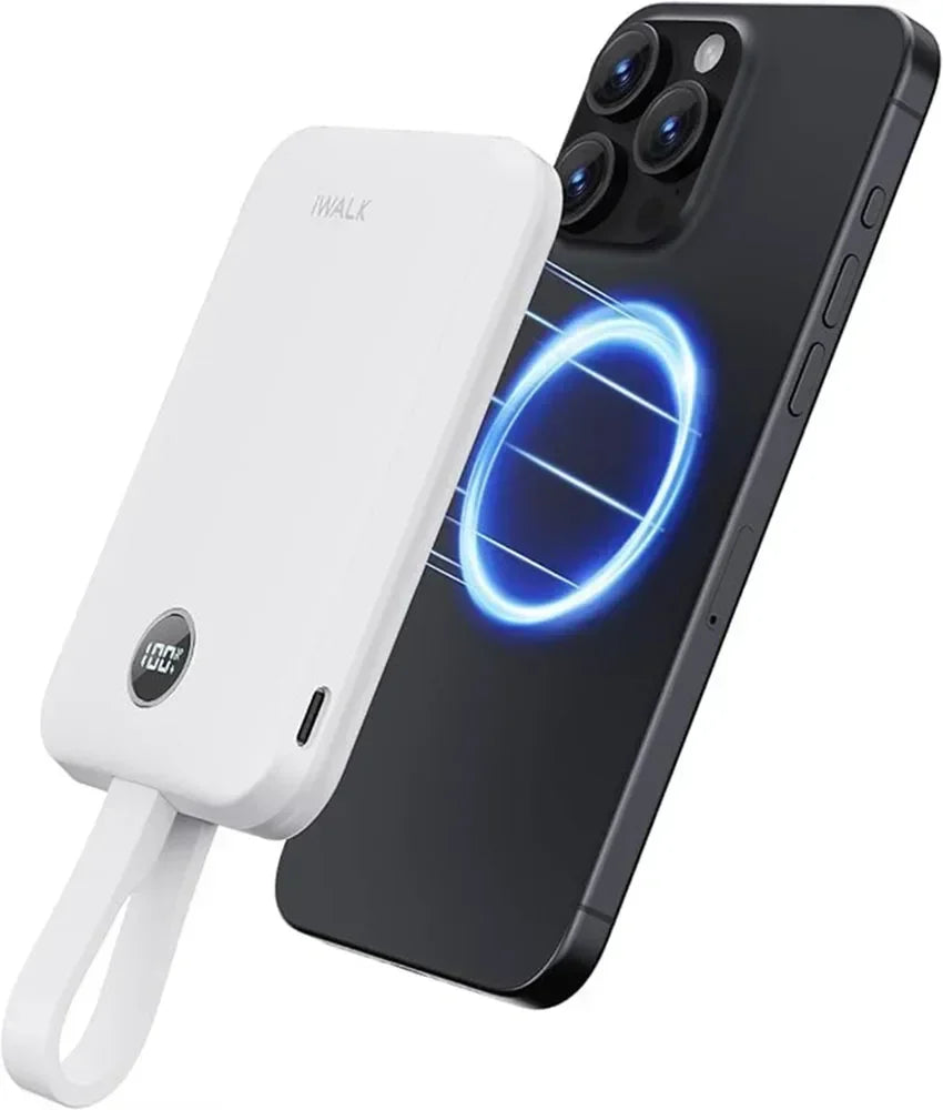 iWALK Magnetic Portable Charger 10000mAh: 15W Wireless Power Bank 30W Fast Charging with USB-C Cable for iPhone,Samsung