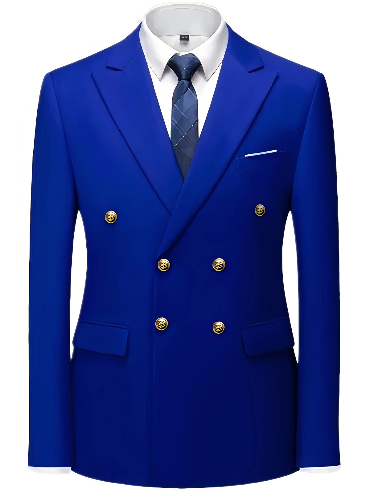 Men Party Tuxedos 2 Pieces Latest Peak Lapel Men Suits Gold Buttons Fashion Style Suits Double Breasted