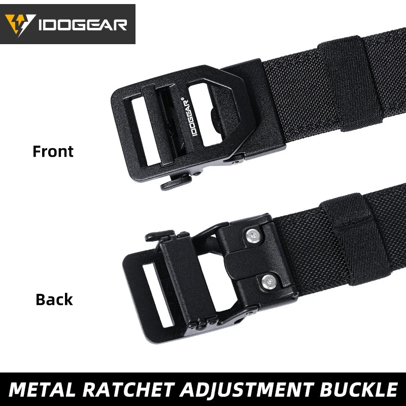 IDOGEAR Tactical 1.5" Belt Metal Buckle Adjustable IPSC USPSA IDPA Belt Rigid Heavy Duty Sturdy Ratchet Nylon Belt 3434