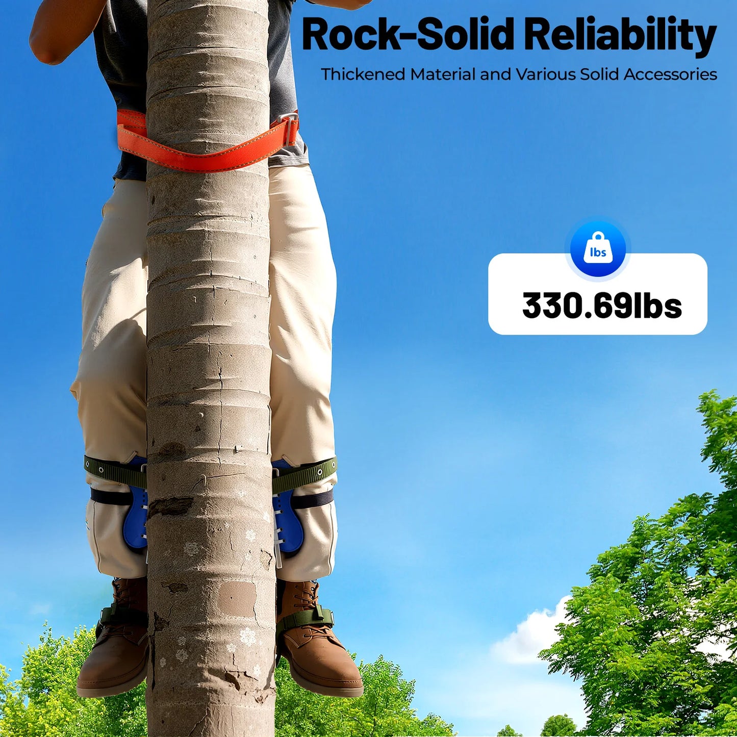 NEWEST Tree Climbing Spike Set - Adjustable Tree Climbing Gear with Spike Tool - Bearing Capacity up to 150 kg/ 330.69 lbs