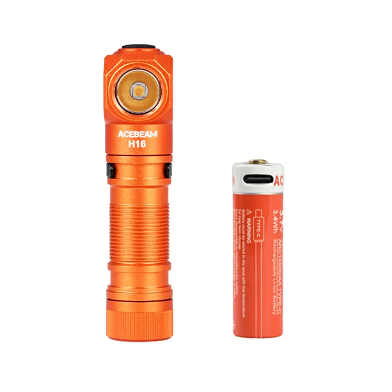 ACEBEAM H16 Super Lightweight Headlamp AA battery LED Right Angle Light EDC Flashlight, Available 5000K CRI 90/6500K 1000 lumens
